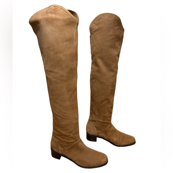 Stuart Weitzman - “Dunkirk” Over-The-Knee Suede Boots in Rice - Size 8.5, Brown - Picture 7 of 14